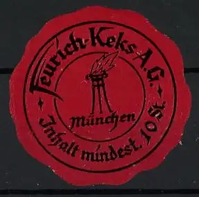 Reklamemarke München, Feurich-Keks A.G., Fackel als Symbol