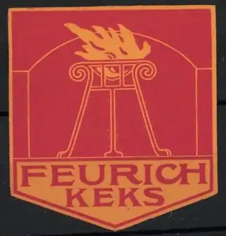 Reklamemarke Feurich Keks, Flammenschale