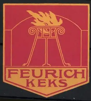 Reklamemarke Feurich Keks, Flammenschale