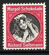 Reklamemarke Margot-Schokolade, Richard Selbmann, Mädchen mit Katze