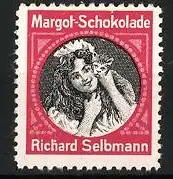 Reklamemarke Margot-Schokolade, Richard Selbmann, Frau mit Katze