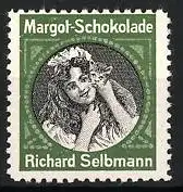 Reklamemarke Margot-Schokolade, Richard Selbmann, Mädchen mit Katze