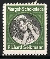 Reklamemarke Margot-Schokolade, Richard Selbmann, Frau mit Krone