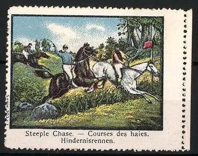 Reklamemarke Steeple Chase, Hindernisrennen zu Pferd