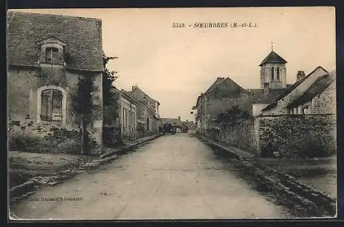 AK Soeurdres, Ortsansicht mit Strassenpartie