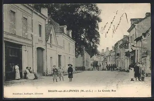 AK Brain-sur-Allonnes, La Grande Rue