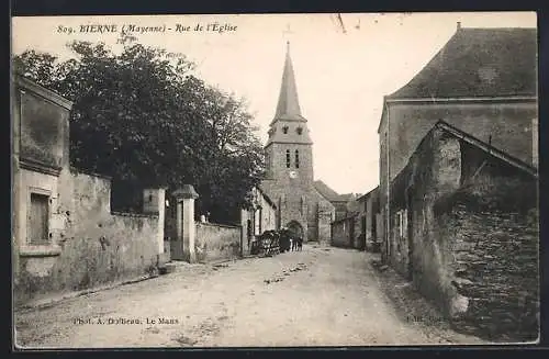 AK Bierne, Rue de l`Église, Strassenpartie