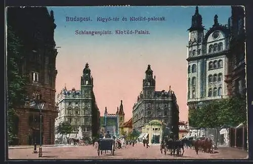 AK Budapest, Schlangenplatz und Klothild-Palais