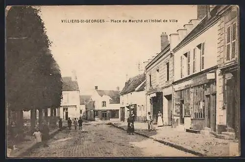 AK Villiers-St-Georges, Place du Marché et l`Hôtel de Ville