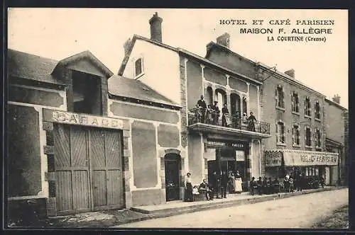 AK La Courtine, Hotel et Café Parisien, Maison F. Allègre