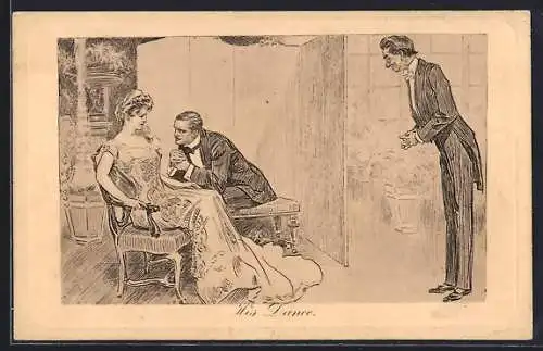 Künstler-AK Charles Dana Gibson: His Dance, Kavalier bittet Dame zum Tanz