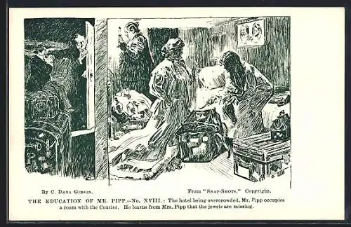 Künstler-AK Charles Dana Gibson: The Education of Mr. Pipp, Mr. Pipp occupies a room with the Courier