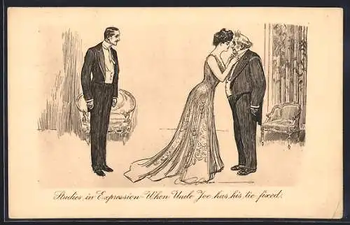 Künstler-AK Charles Dana Gibson: Studies in Expression, When Uncle Joe has his tie fixed