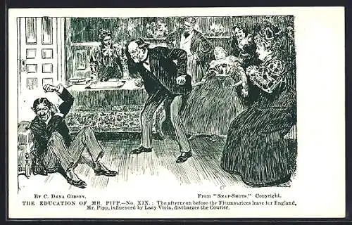 Künstler-AK Charles Dana Gibson: The Education of Mr. Pipp, The afternoon before the Fitzmaurices leave for England