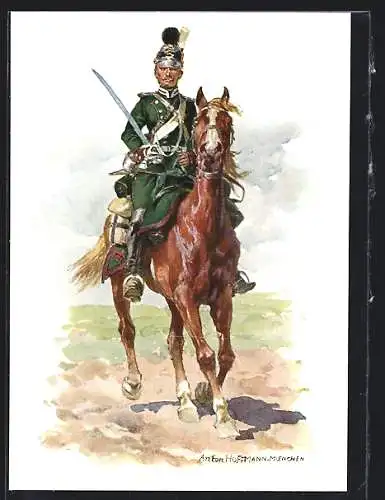 Künstler-AK Anton Hoffmann - München: Unteroffizier des 2. Chevauleger-Regiments Taxis 1870 /71