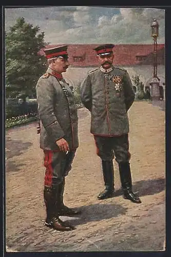 AK Posen, Kaiser Wilhelm II. und Generalfeldmarschall von Hindenburg im Schloss, Juli 1915