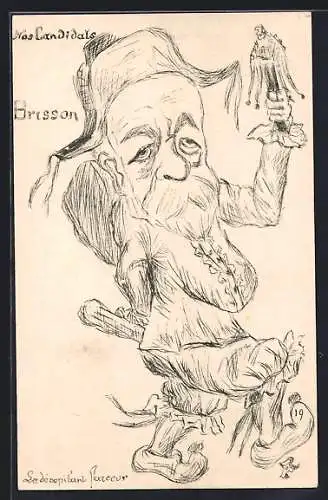 Künstler-AK sign. A. Rouilly: Karikaturen von Wahlkandidaten, Politiker Brisson