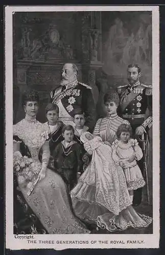 AK König Edward VII. von England in Unifor mit Orden neben seiner Familie