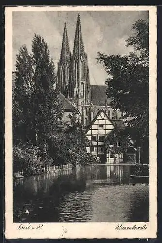 AK Soest i. W., Blick auf die Wiesenkirche