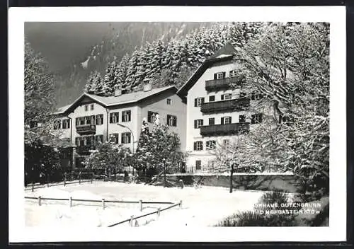 AK Bad Hofgastein, Kurhaus Gutenbrunn im Schnee, Weihnachtsgruss