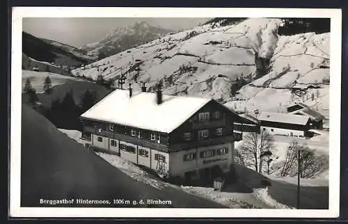 AK Maria Alm am Steinernen Meer, Berggasthof Hintermoos im Schnee