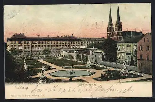 AK Salzburg, Mirabellgarten mit Kirche