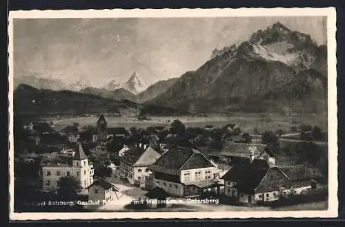 AK Salzburg, Gasthof Friesacher mit Watzmann und Untersberg