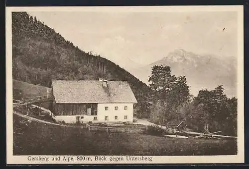 AK Gersbergalpe, Gasthof mit Blick gegen Untersberg