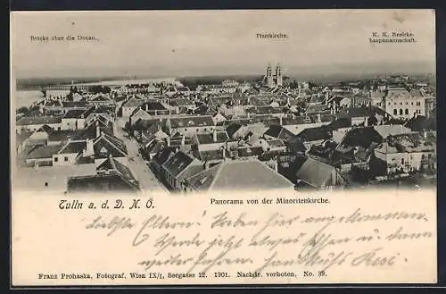 AK Tulln a. d. D., Panorama von der Minoritenkirche, mit Donaubrücke