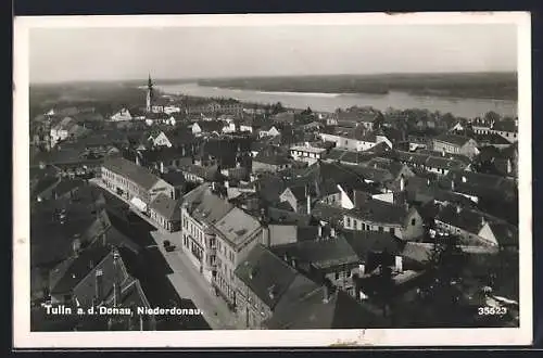 AK Tulln a. d. Donau, Ortsansicht mit Donau aus der Vogelschau