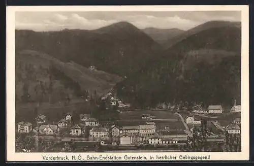 AK Gutenstein /N.-Oe., Vorderbruck mit dem Bahnhof