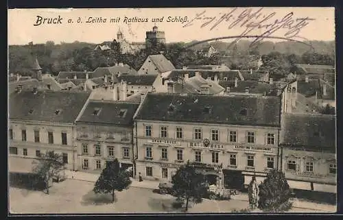 AK Bruck a. Leitha, Teilansicht mit Rathaus & Schloss