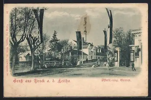 AK Bruck a. d. Leitha, Österreichisch-ungarische Grenze, Panorama