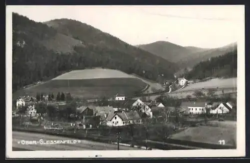 AK Ober-Gleissenfeld, Gesamtansicht mit Bergpanorama