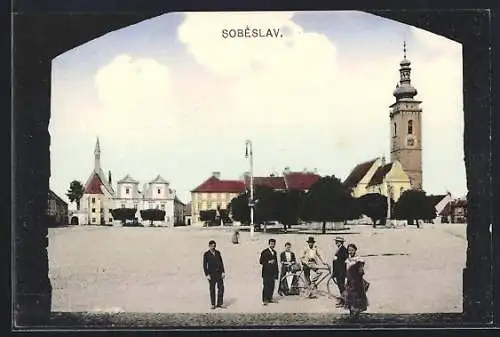 AK Sobeslav, Platz mit Kirche