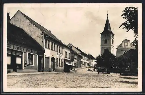 AK Cernovice, Teilansicht mit Kirchturm