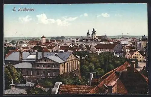 AK Budweis / Ceske Budejovice, Blick über die Dächer der Stadt