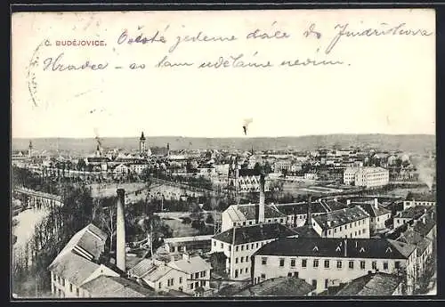 AK Budweis / Ceske Budejovice, Panorama der Stadt