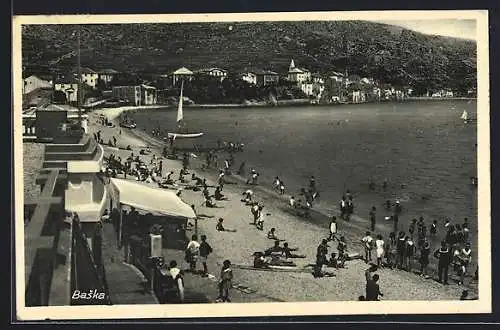 AK Baska, Strandpartie, Leute, Segelboot