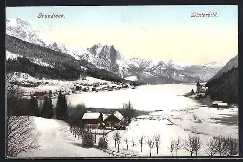 AK Grundlsee, Blick über den Grundlsee im Winter