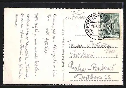 AK Bernartice u Tábora, Totalansicht der Ortschaft