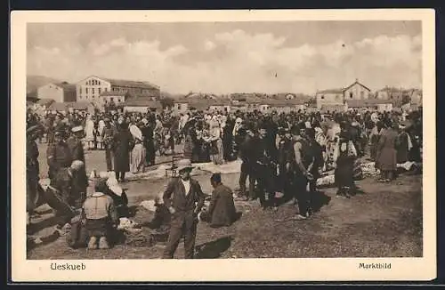 AK Mazedonien, Marktszene, Leute auf dem Wochenmarkt