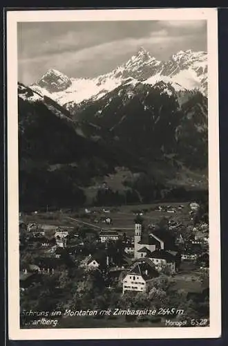 AK Schruns im Montafon, Gesamtansicht mit Zimbaspitze