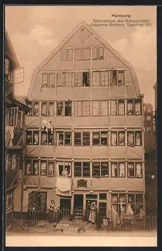 AK Hamburg-Neustadt, Geburtshaus des Componisten Johannes Brahms, Speckstrasse 60