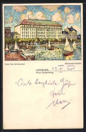 AK Hamburg-Neustadt, Neuer Jungfernstieg, Hotel Vier Jahreszeiten