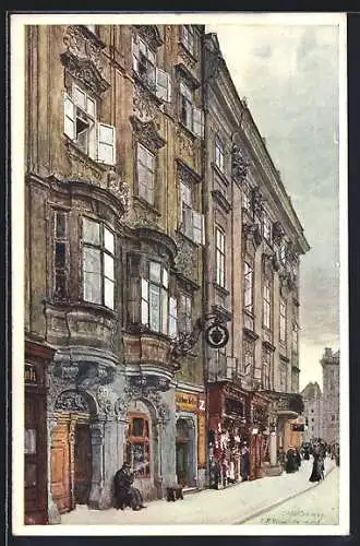 Künstler-AK Wien, Am Hof, Gasthaus Urbanikeller