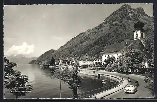 AK Gersau am Vierwaldstättersee, Kirche mit Pilatus und Gersauerstock