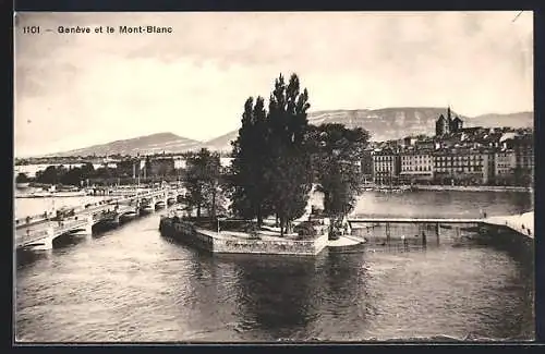 AK Genève, Panorama et le Mont-Blanc