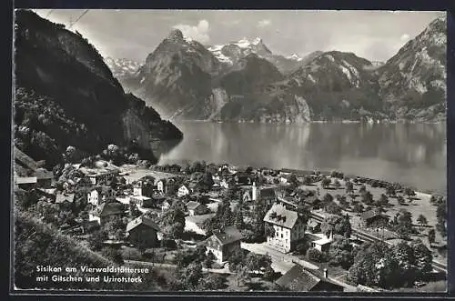 AK Sisikon am Vierwaldstättersee, Teilansicht mit Gitschen und Urirotstock