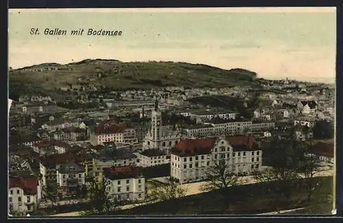 AK St. Gallen, Teilansicht mit Bodensee